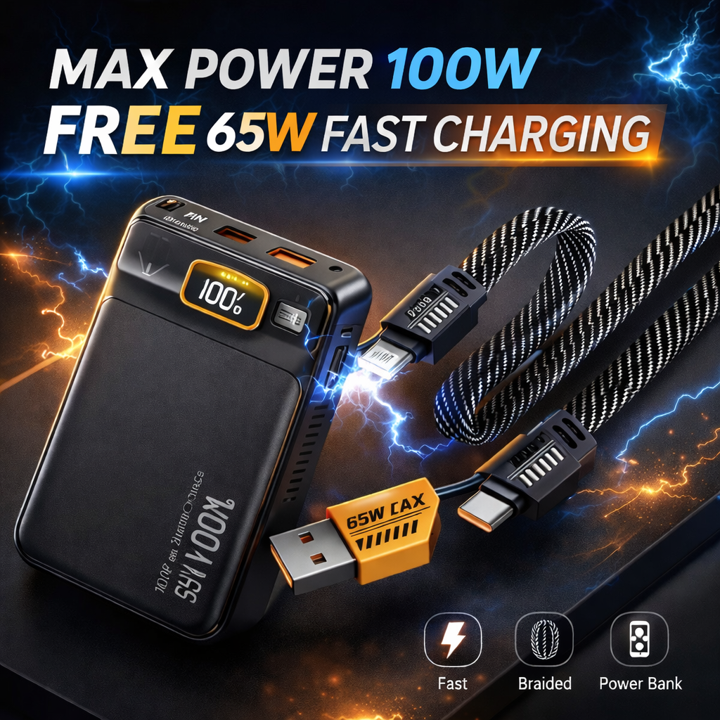 10000mAh Fast Charging Power Bank + Cable